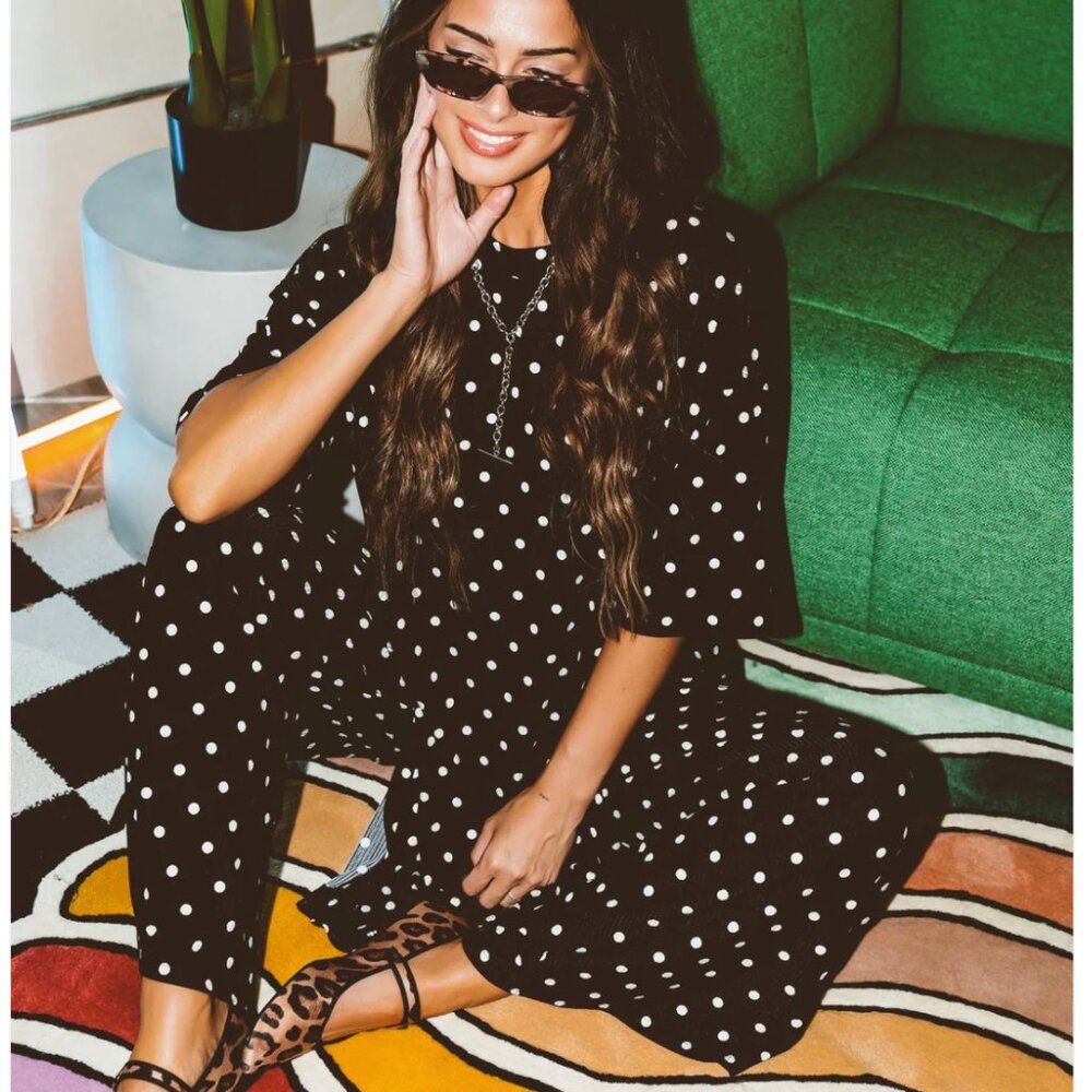 Dressed in Lala Leveled Up Ribbed Playsuit in Polka Dot